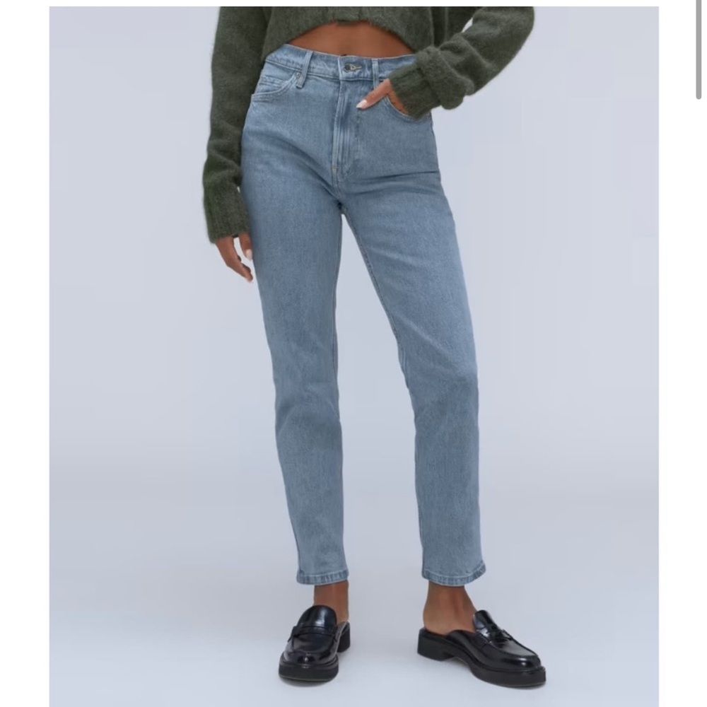 NWT Everlane The Original Cheeky Straight Crop Cotton Jean Stone Washed Sky 27
